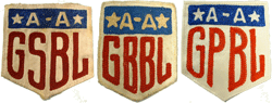 Uniform patches showing the evolution of the league name.